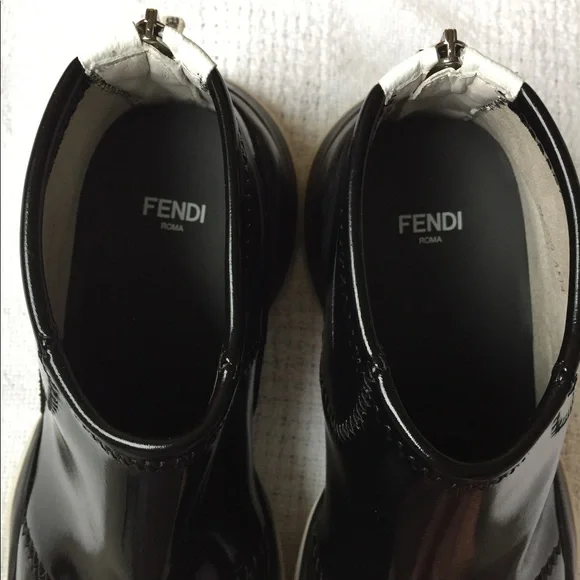 Fendi Ffluid Mid Top Glossy Sneakers Black Womens 9 US 39 EU New In Box Auth - Picture 6 of 13